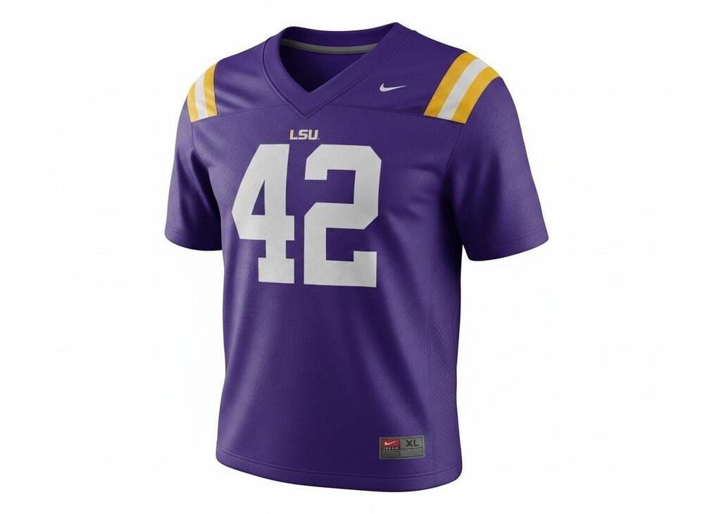 Nike LSU Tigers Football Jersey Purple Number 42 Size Youth XL Adult S